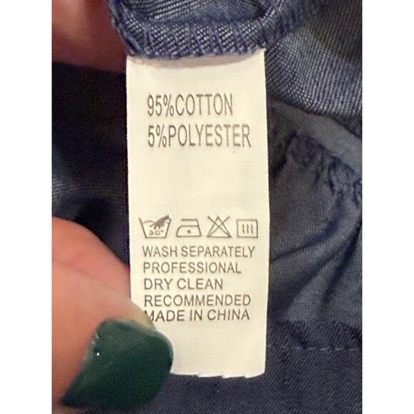 Unbranded Lightweight Blue Jean Babydoll Dress Ruffle Sleeve Plus Size 2X - Picture 8 of 8